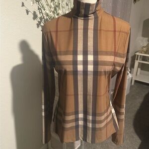Burberry Jersey Plaid Turtleneck